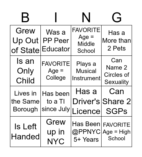 Find Someone Who... Bingo Card