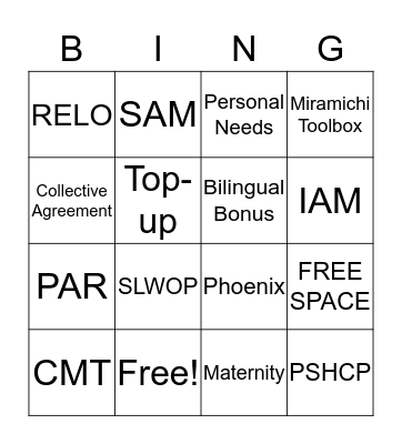 LWOP BINGO Card