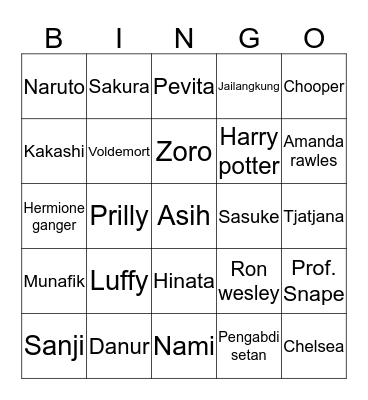 Bingo with jidi Bingo Card