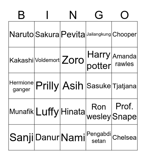 Bingo with jidi Bingo Card