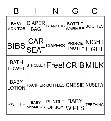 BABY BINGO Card