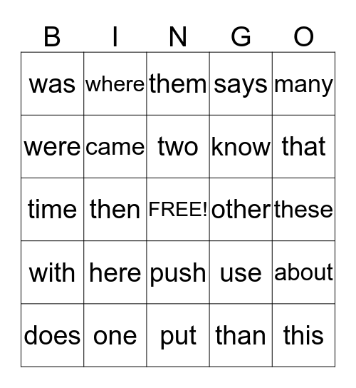 Q2 Sight Words Bingo Card