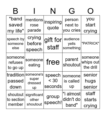 SENIOR SPEECH BINGO  Bingo Card