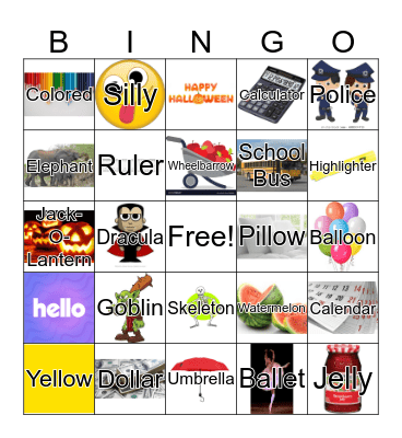 /l/ Medial Word Position Bingo Card