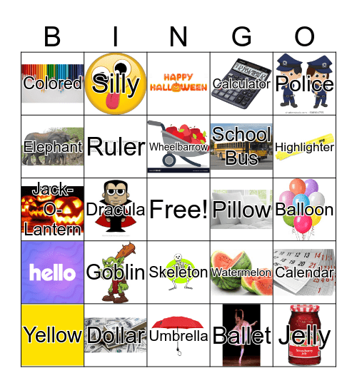 /l/ Medial Word Position Bingo Card