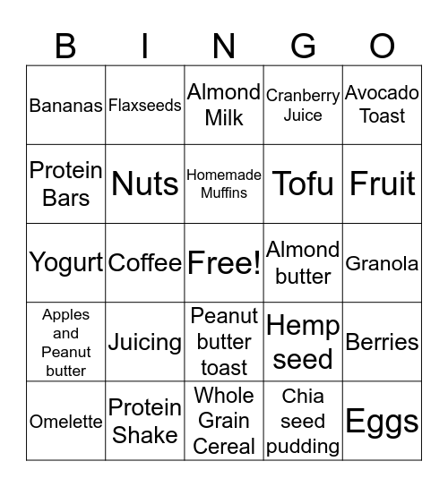 Breakfast Bingo Card