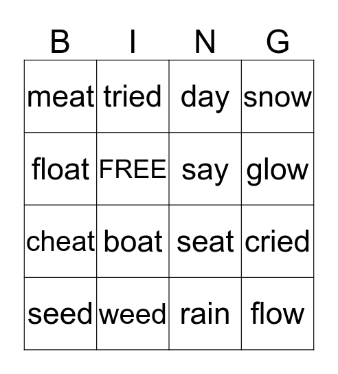 Lesson 63 Bingo Card