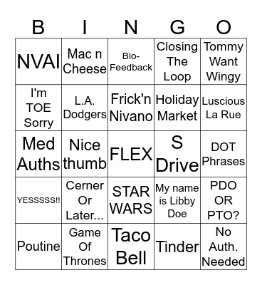 LL MOLE PEOPLE Bingo Card