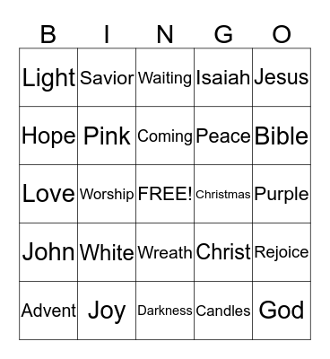 Advent Bingo Card