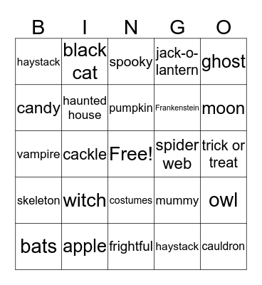 Halloween Bingo Card