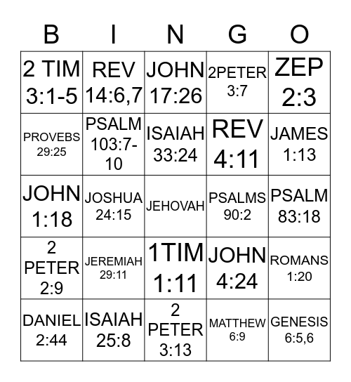 GOOD NEWS FROM GOD Bingo Card