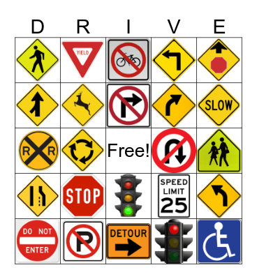 Automobile Safety Bingo Card