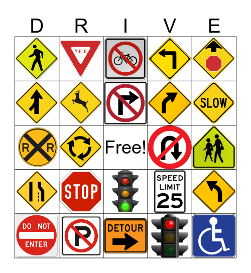 Automobile Safety Bingo Card