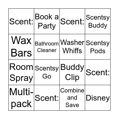 Scentsy Bingo Card