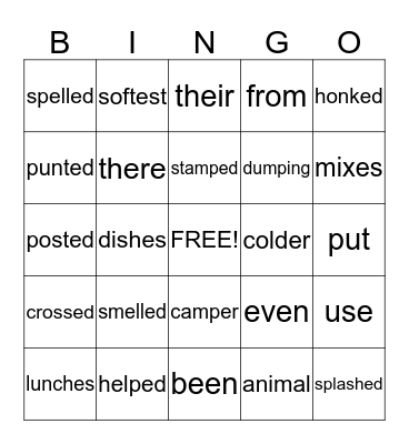 Unit 4 Bingo Card