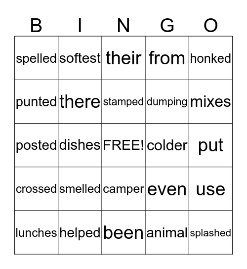 Unit 4 Bingo Card
