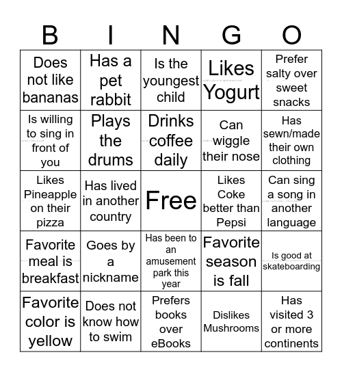 Happy Hour Bingo Card