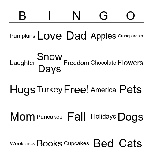 Jillian  Bingo Card