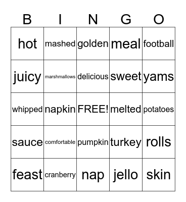 Thanksgiving Bingo Card