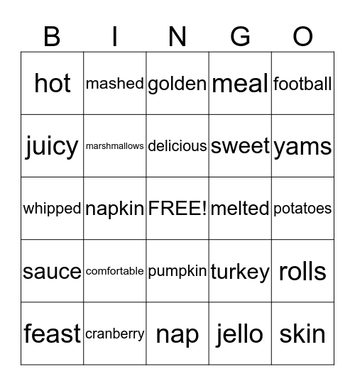 Thanksgiving Bingo Card