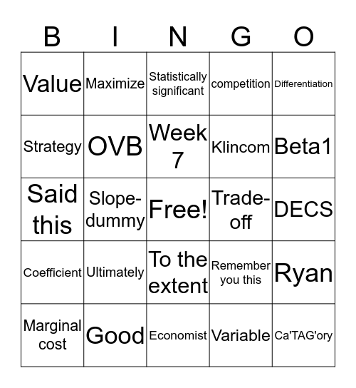 Bullfrog Bingo Card