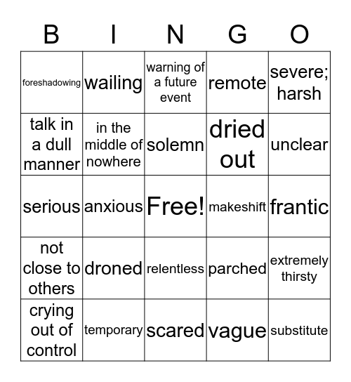 Halloween Bingo Card