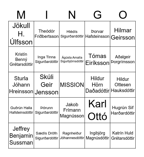 Jóla-MISSION-Bingó Bingo Card