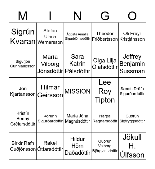 Jóla-MISSION-Bingó Bingo Card