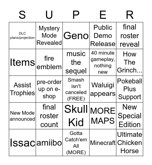 SMASH DIRECT - 11/1/2018 Bingo Card