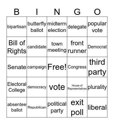 Elections Bingo Card