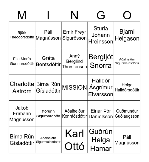 Jóla-MISSION-Bingó Bingo Card