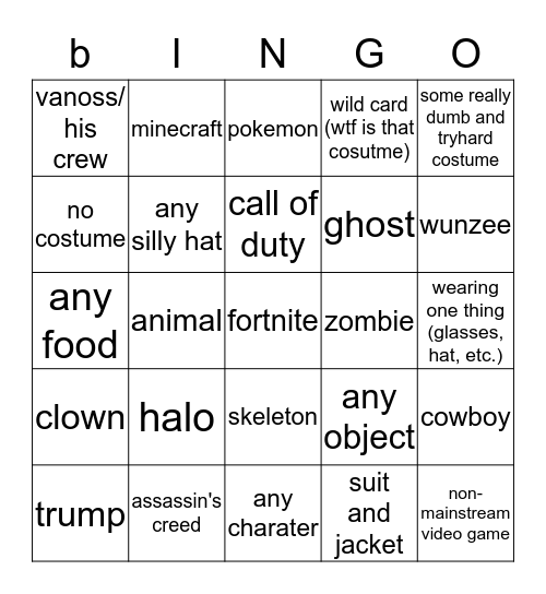 halloween Bingo Card