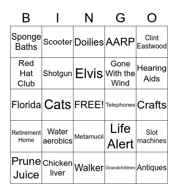 Grandma's Bingo Card