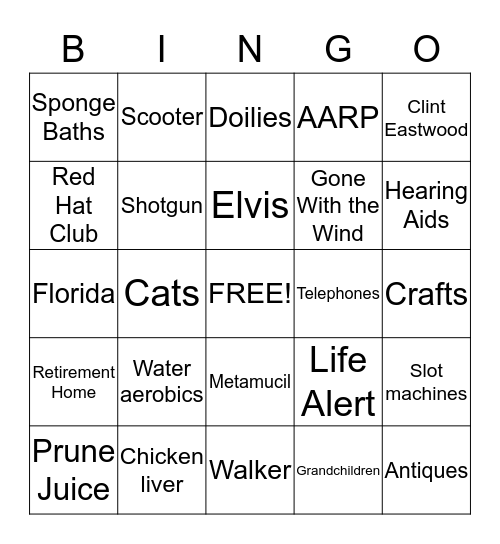 Grandma's Bingo Card