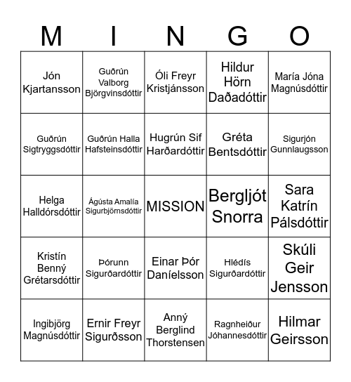 Jóla-MISSION-Bingó Bingo Card