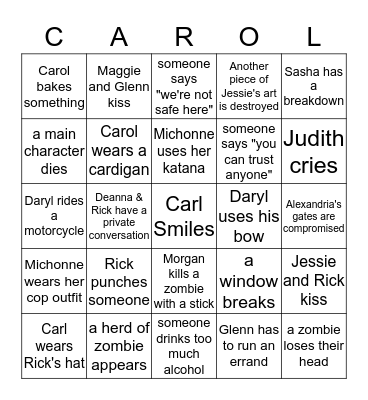 The Walking Dead Bingo Card