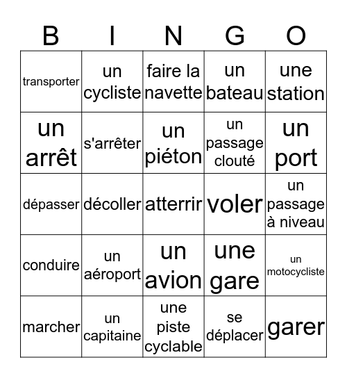 Box à mots 2 Bingo Card