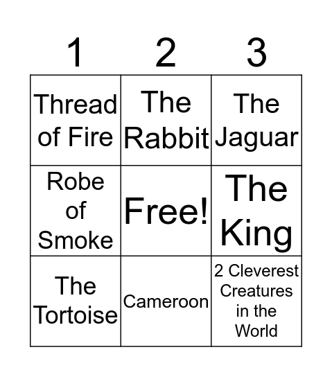 The King & The Tortoise Bingo Card