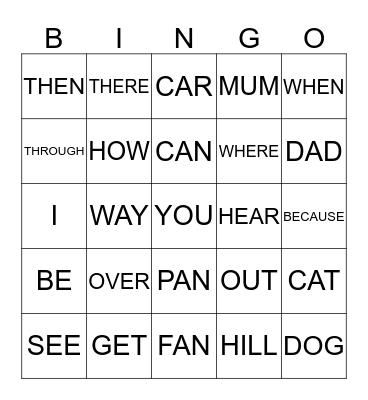 SIGHT WORDS Bingo Card