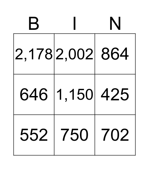 SPOOKY MATH Bingo Card