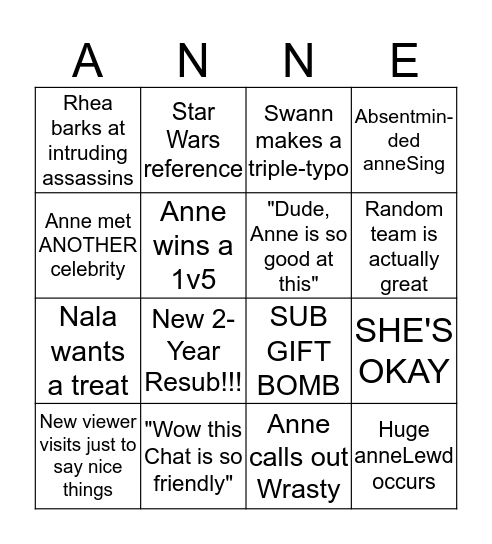 Armory's *Wholesome* Community Bingo Card