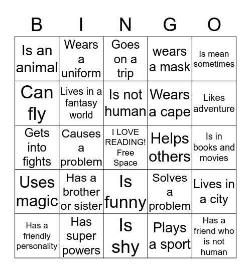 Find a Character Who... Bingo Card