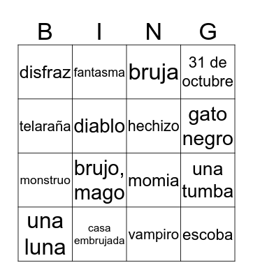 Halloween Bingo Card