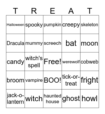 Halloween Spooktacular Bingo Card