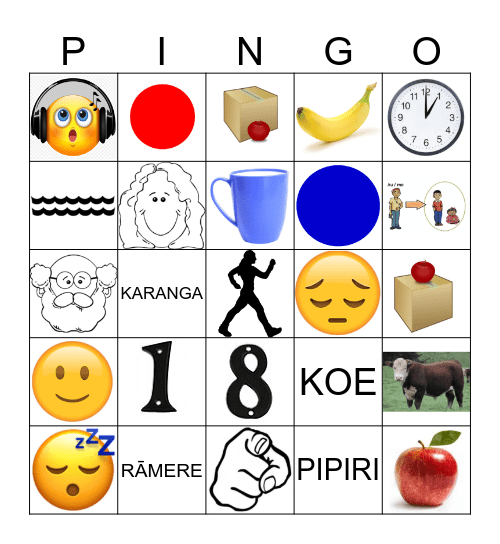 PINGO KUPU MĀORI  Bingo Card