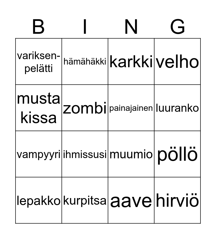 HALLOWEEN BINGO Card