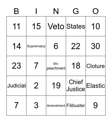 Constitutional BINGO Card