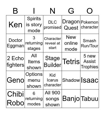 Smash Direct Bingo Card