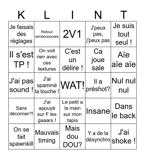 Le Klingo Bingo Card