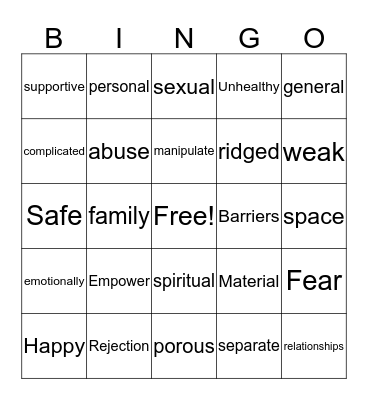 Boundries BINGO Card